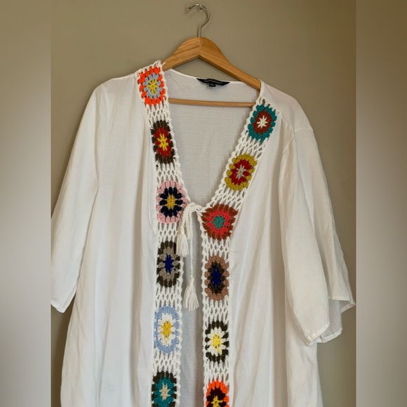 DAVI & DANI Crochet Boho Cardigan wrap kimono granny square swimsuit cover - Picture 5 of 7